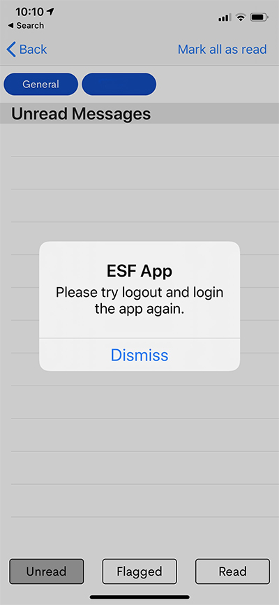 ESF App Logout Message